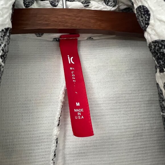 IC Connie K White Black Polka Dot Wired Collar Artsy Crinkle Jacket Size Medium - Picture 5 of 9